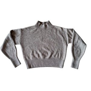 & Other Stories XS Mock Neck Sweater Brown Tan Ribbed Trim Long Sleeve